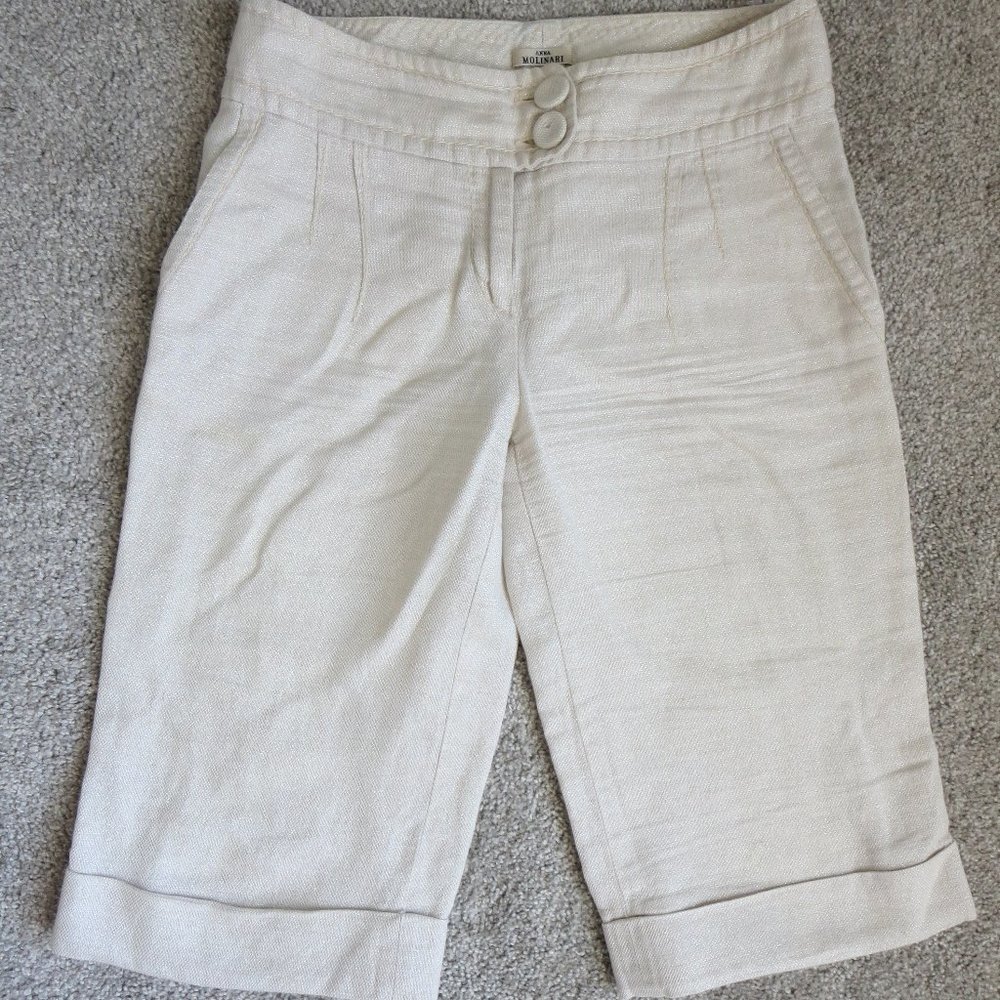 Anna Molinari Bermuda Cream Lurex Shorts Sz 26